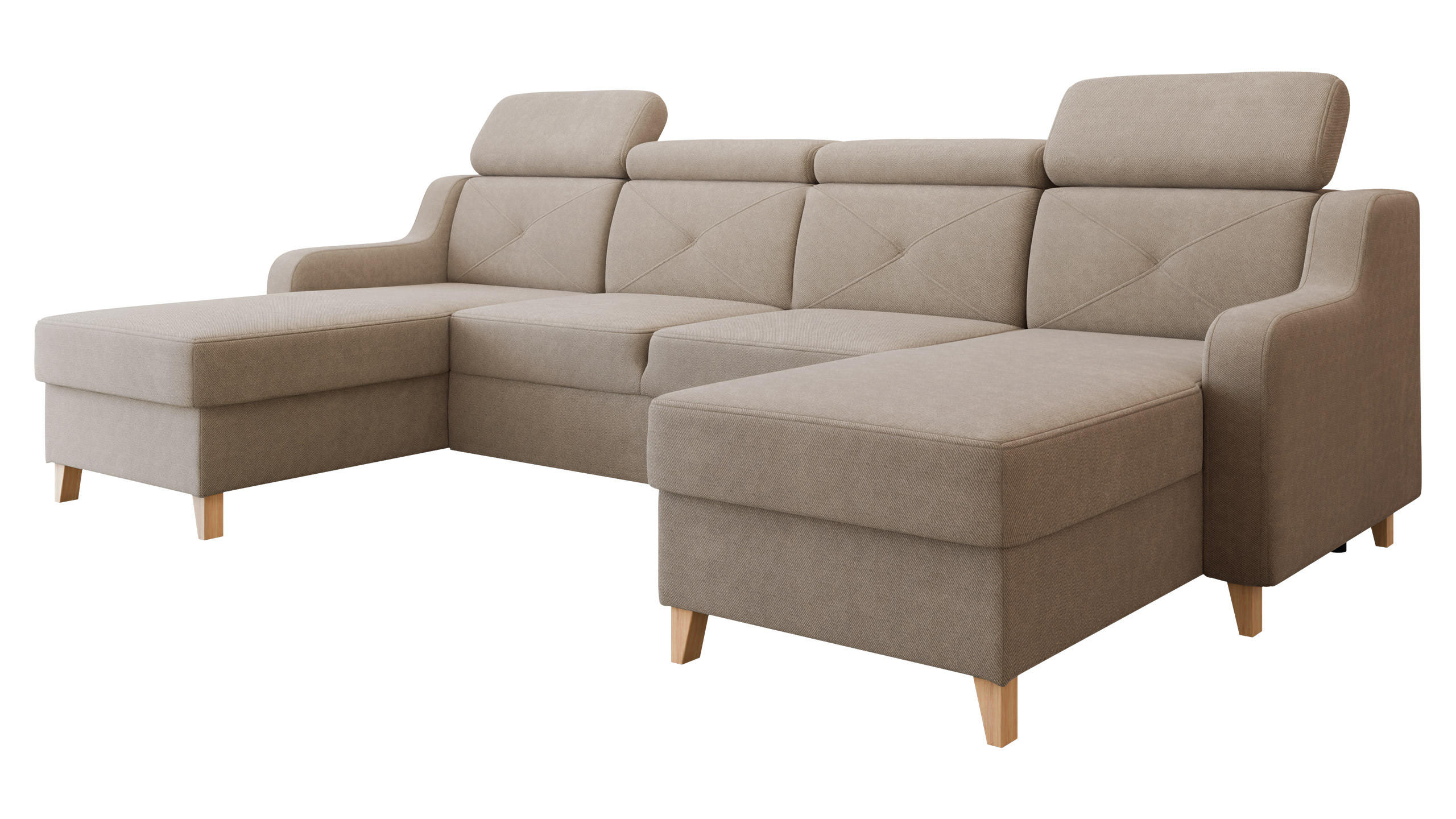 ECKSOFA Marbella U - Naturfarben, Holz/Textil (286/82/165cm) - MIRJAN24