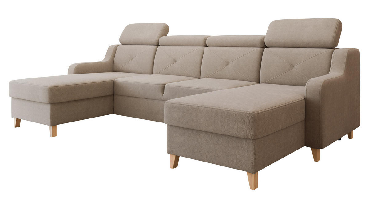 ECKSOFA Marbella U - Naturfarben, Holz/Textil (286/82/165cm) - MIRJAN24