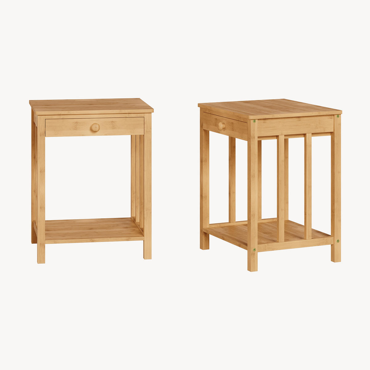 BEISTELLTISCH-SET 2 TLG. Ranua - Naturfarben, Holz (35/40/51cm) - [en.casa]