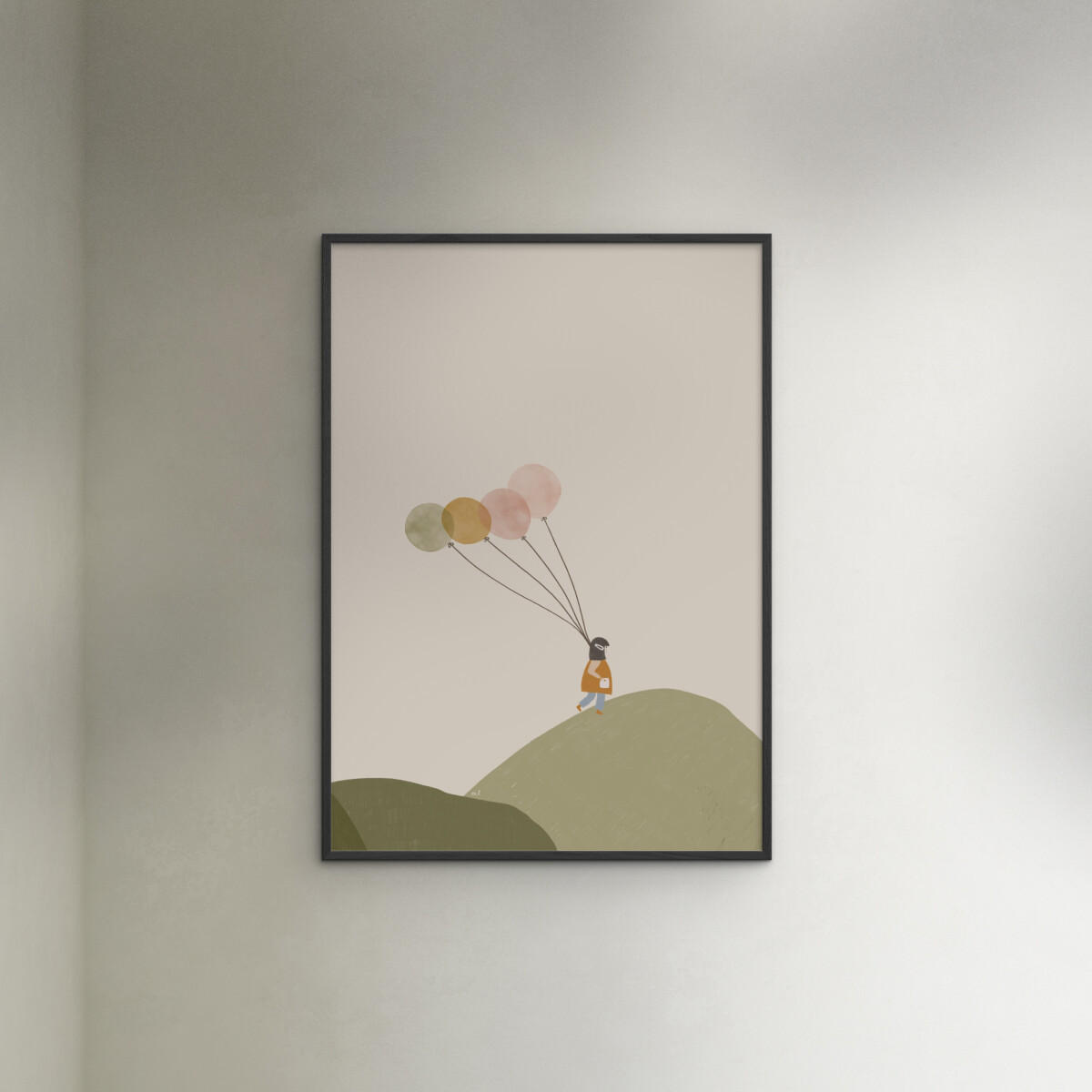 POSTER mit Rahmen Menina Lisboa - Girl and Her Balloons - Multicolor/Schwarz, Holz/Papier (70/100cm) - Poster&Frame