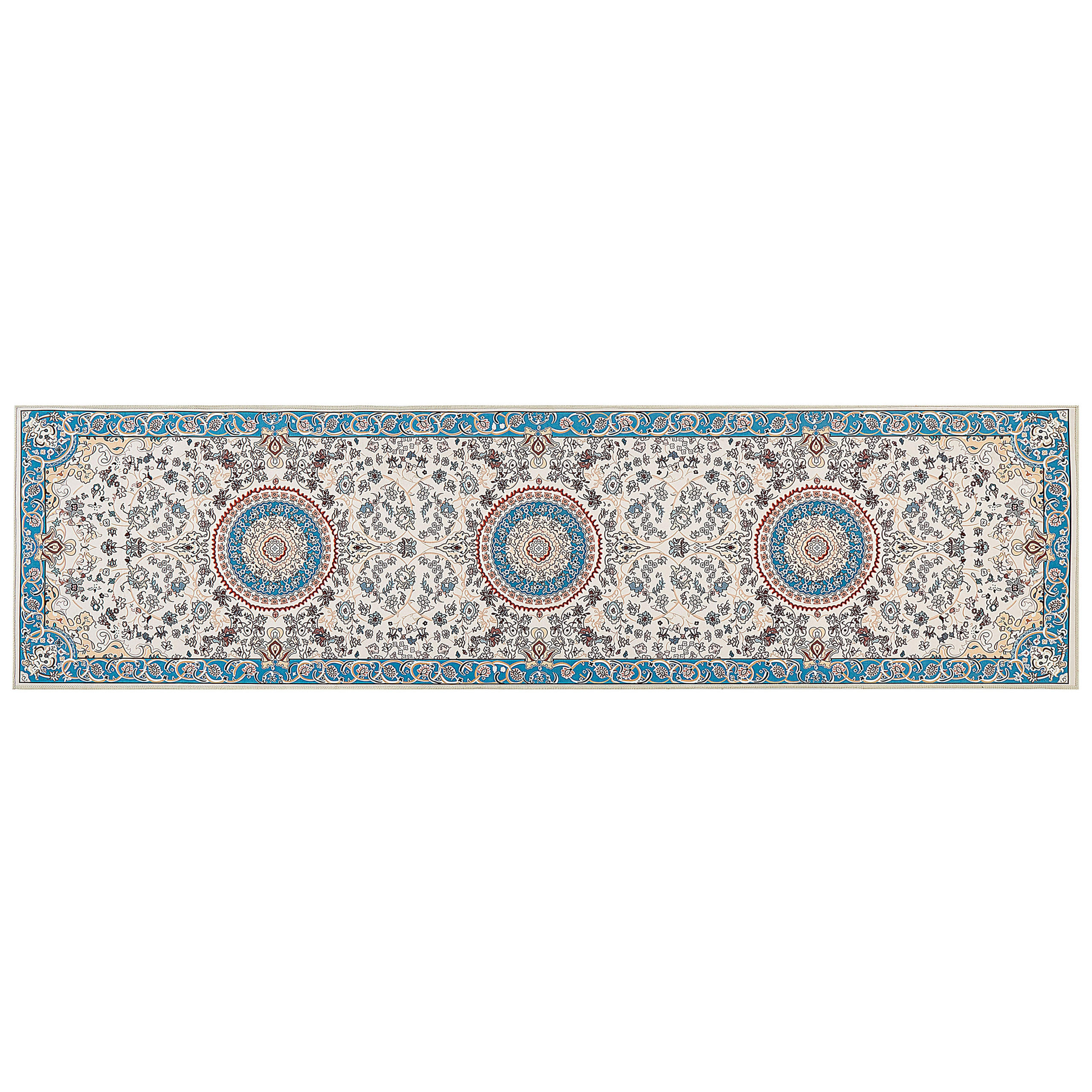 KURZFLOR-TEPPICH Beige 80/300 cm Gordes - Blau/Beige, Textil (80/300cm) - Beliani
