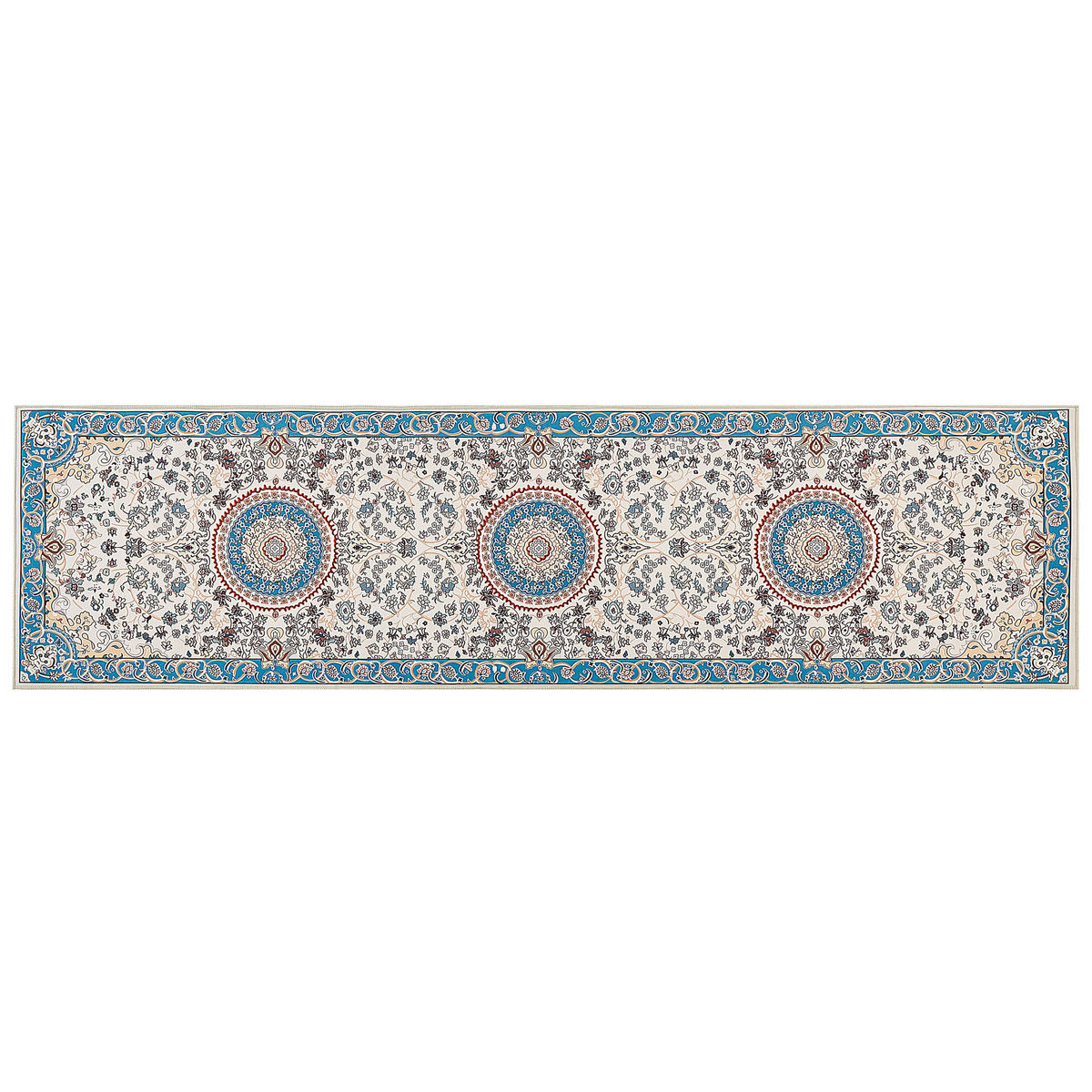 KURZFLOR-TEPPICH Beige 80/300 cm Gordes - Blau/Beige, Textil (80/300cm) - Beliani