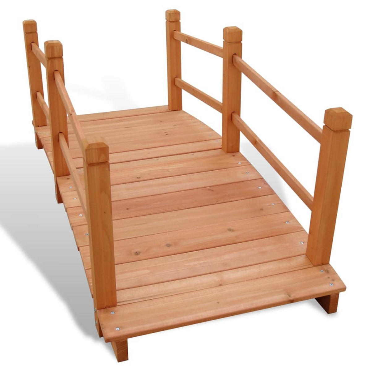 HOLZBRÜCKE mit Geländer MILAN Braun | 140x60x56cm | Gartenbrücke Teichbrücke Holzsteg - Braun, Holz (60/140/56cm) - DELUKE