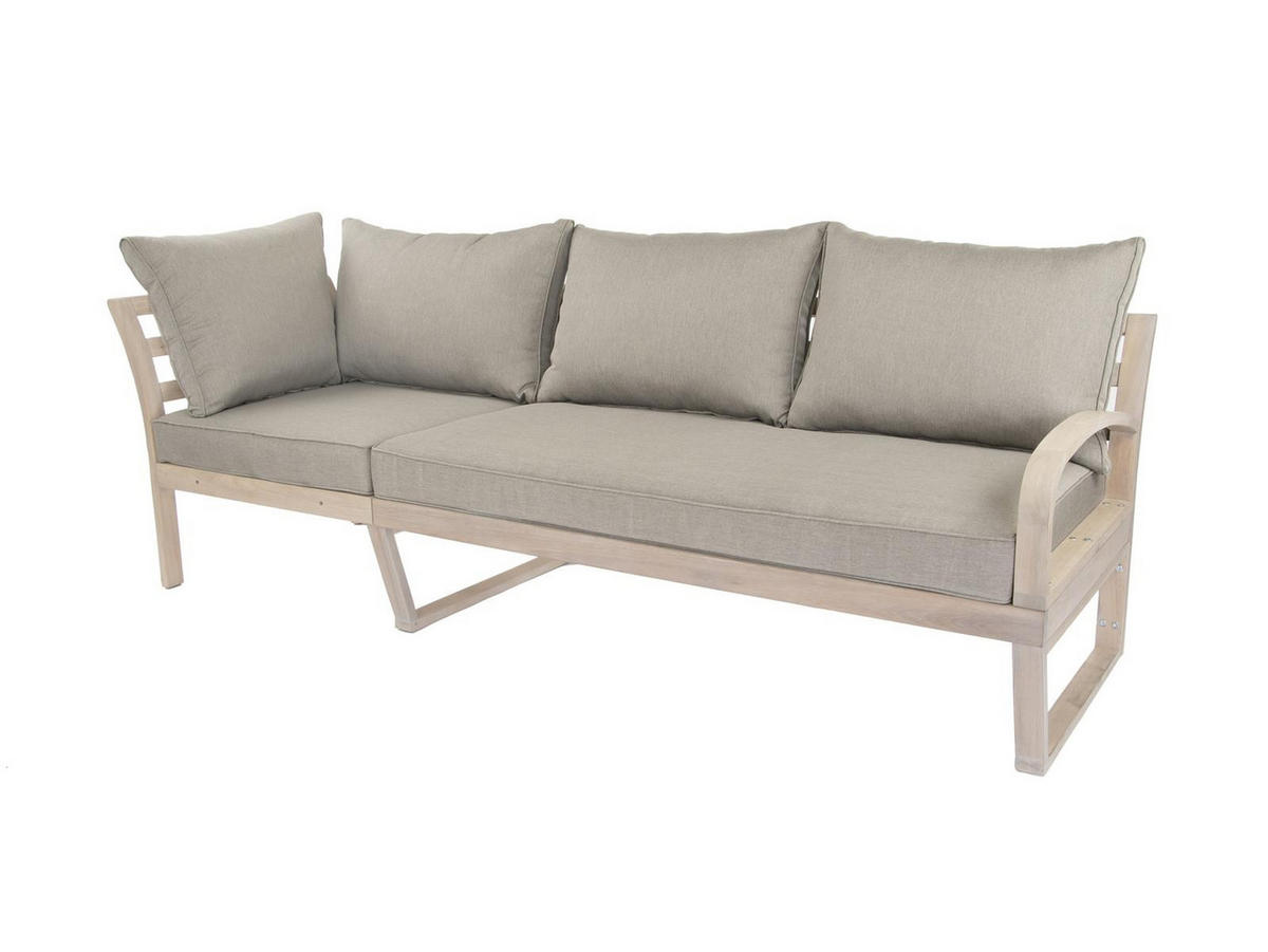 GARTEN-ECKLOUNGE Jura Grau Eukalyptus Holz FSC 100 - Braun, Kunststoff - Green Spirit