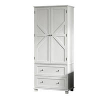 HIGHBOARD DE-38827 80/39,5/184,5 cm 2 Türen und 2 Schubladen Weiß - Weiß, Holzwerkstoff (80/184.5/39.5cm) - ComfortXL