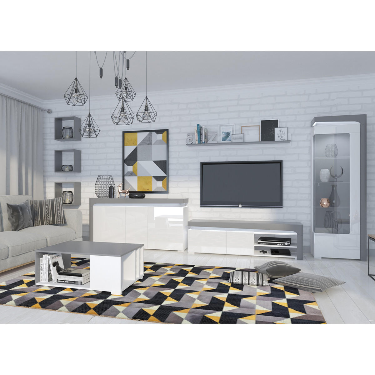 SIDEBOARD Teo Weiß und grau - Weiß, Holzwerkstoff (158/82/43cm) - Petits-meubles