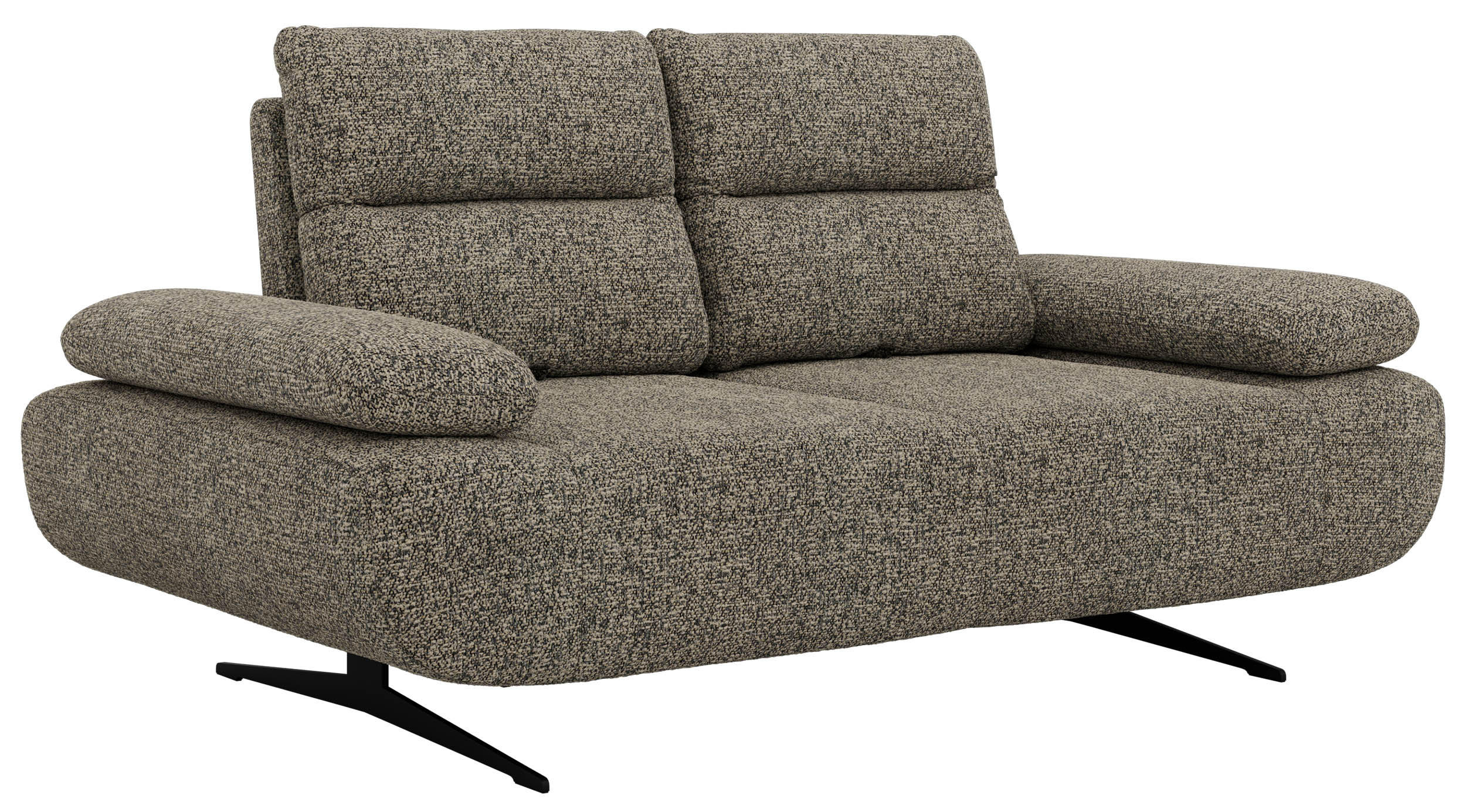 DVOUMÍSTNÁ POHOVKA SORAE - Šedá Strukturovaná látka - šedá/černá, kov/textil (182/94/107cm) - MKS