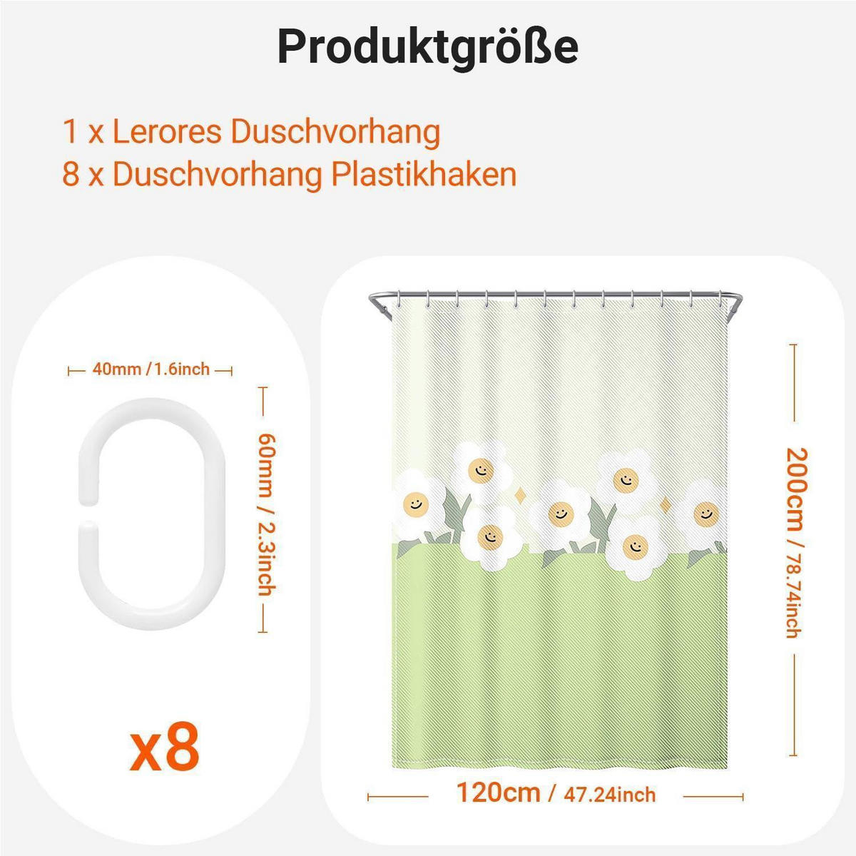 DUSCHVORHANG Grünes Lächeln 120 x 200 cm - Grün, Textil (120/200cm)