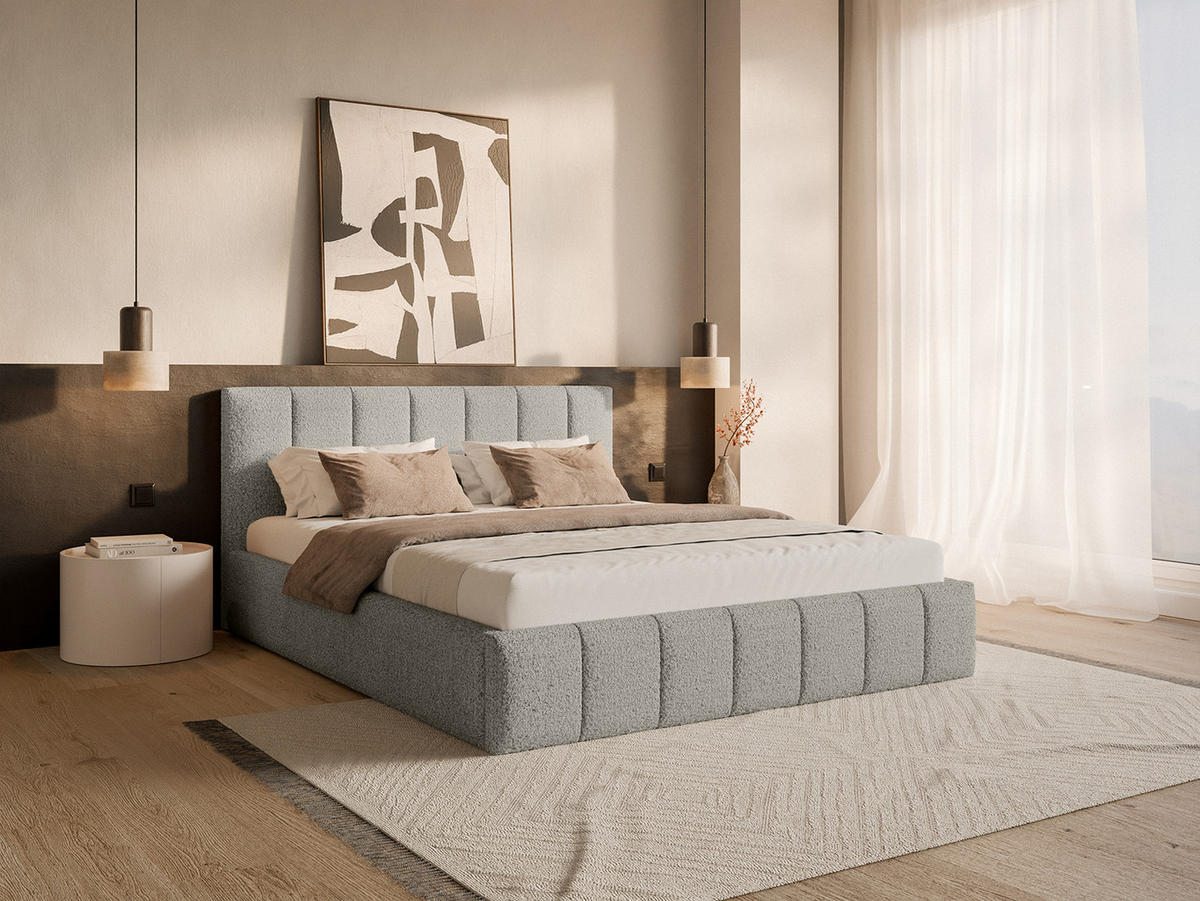 POLSTERBETT TORAO 120x200 cm, Hellgrau - Grau, Textil (120/200cm) - Fedve