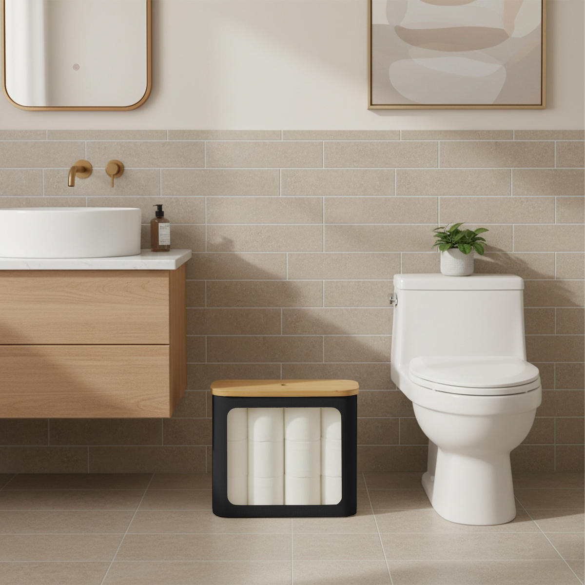 TOILETTENPAPIER-AUFBEWAHRUNG - Schwarz, Holz/Kunststoff (43/36/17cm) - Relaxdays