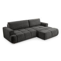 ECKSOFA VASTO Grau Geflochtener Stoff mit Schlaffunktion - Grau, Holz (261/152cm) - MASSENO
