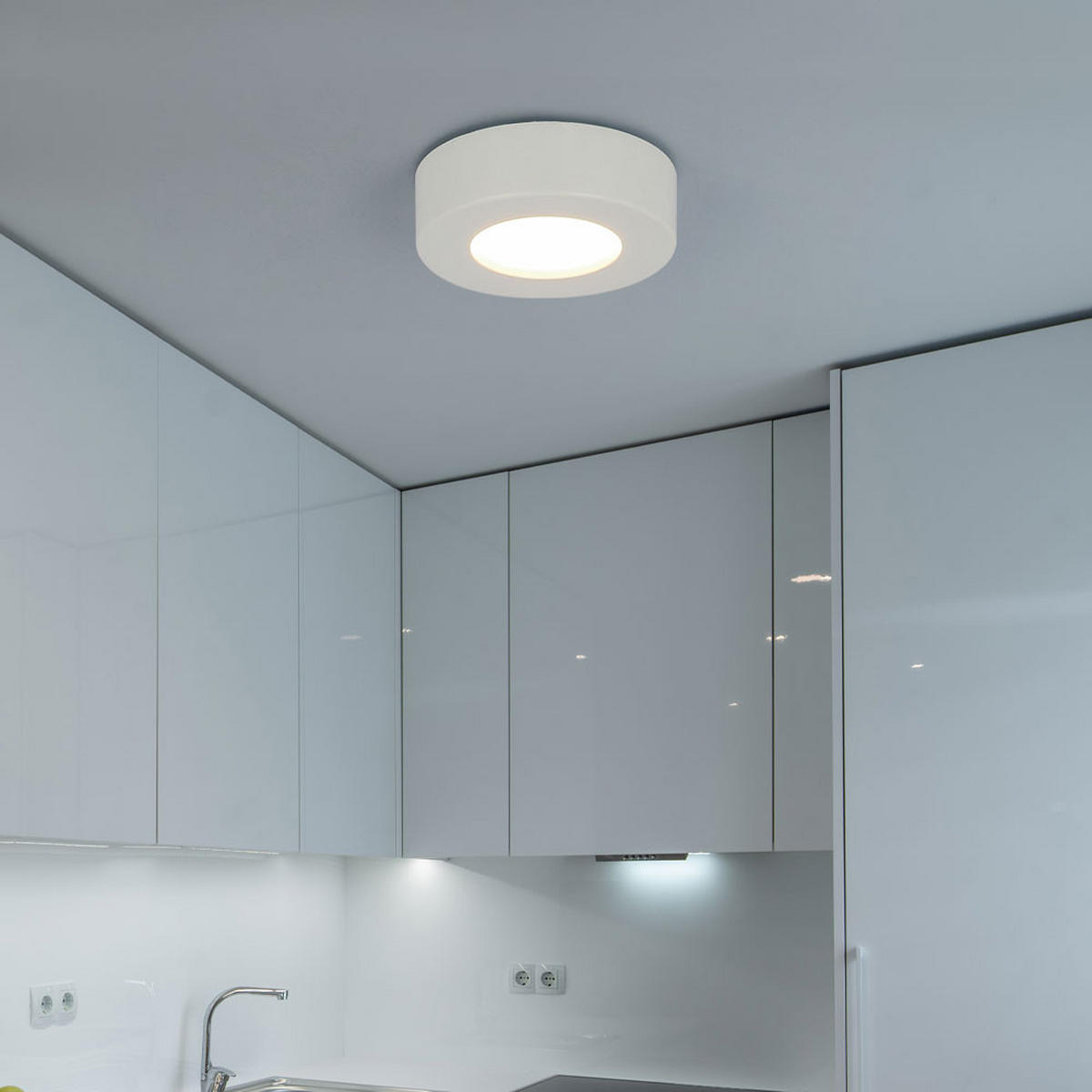 LED DECKENLEUCHTE PAULA Weiß Kunststoff - Weiß, Kunststoff (12.2/12.2/3.5cm) - Globo Lighting