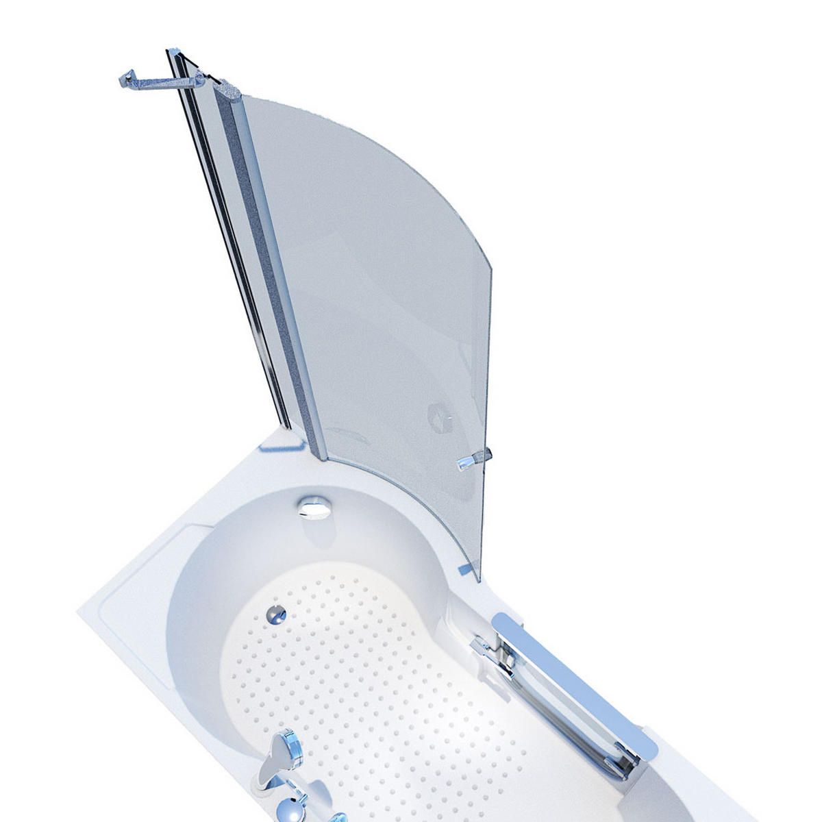 SENIORENDUSCHE mit Tür S12D-EH-L-EC 170x85cm - Weiß, Glas/Kunststoff (170/85/200cm) - AcquaVapore by Sandra Jentho