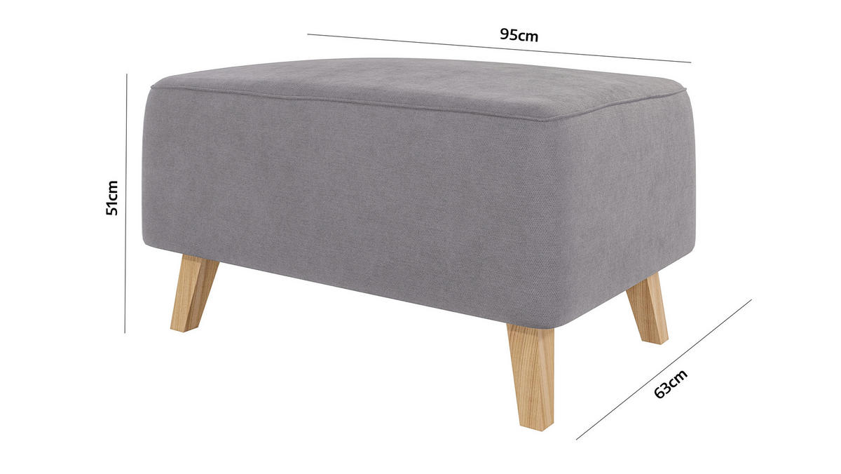 HOCKER Mario Grau Microfaser - Naturfarben/Grau, Buchenholz/Textil (95/51/63cm) - S-Style Möbel