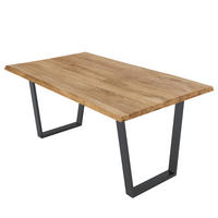 ESSTISCH - Metall / Massivholz - Eichefarben/Schwarz, Holz/Metall (100/180/76cm) - home24