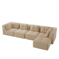 ECKSOFA DE-34220 4-Sitzer mit Tiefsitz Beige - Beige, Textil (177/386cm) - ComfortXL