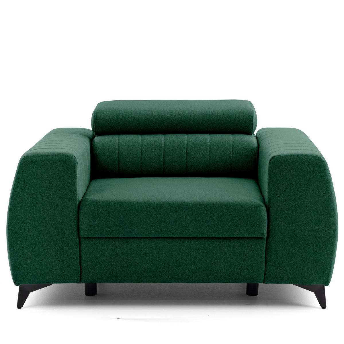 SESSEL PIERO mit verstellbare Kopfstütze Velours Dunkelgrün - Dunkelgrün/Schwarz, Holz/Textil (130/90/100cm) - Muffo