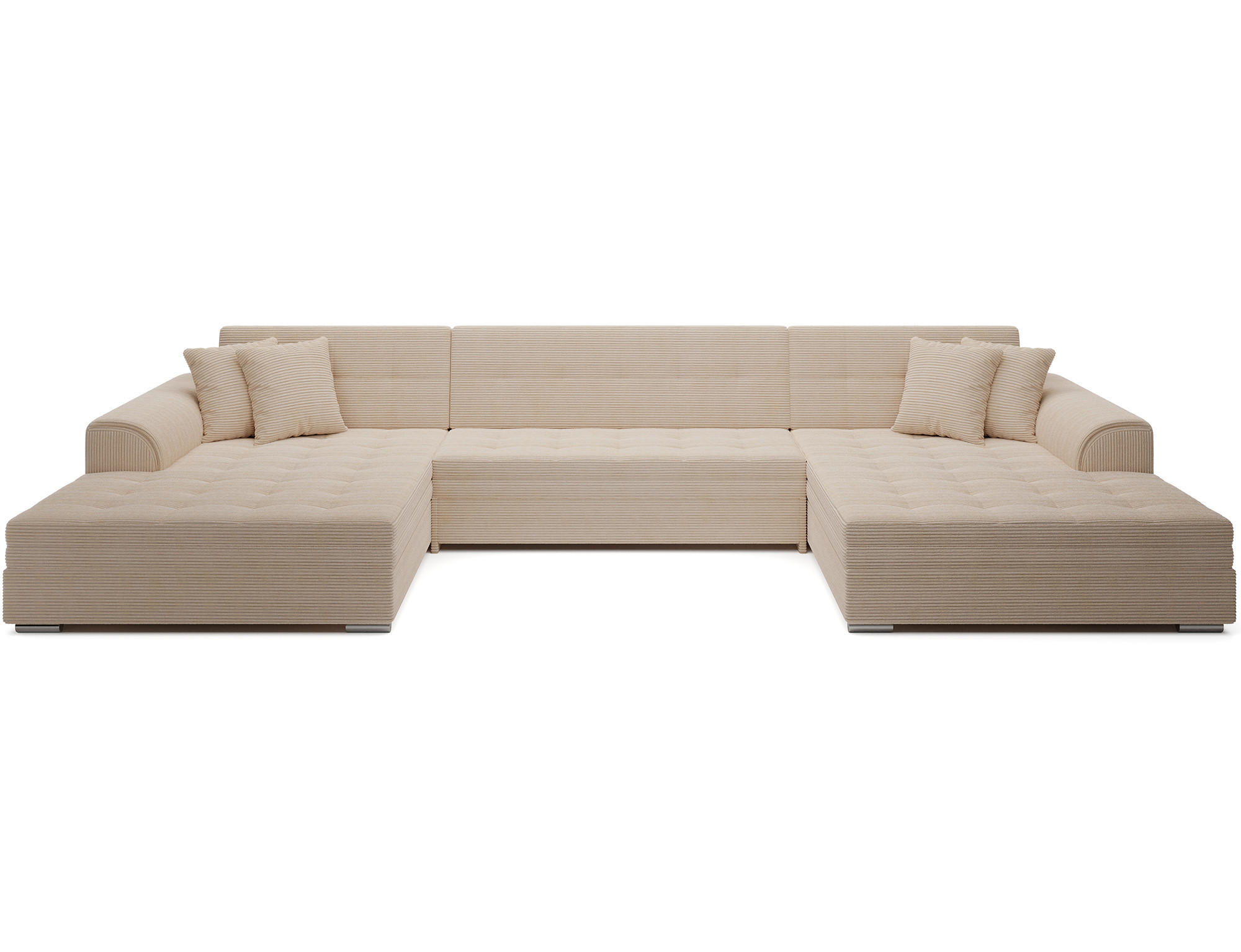 WOHNLANDSCHAFT VENTO U-Form – Großzügiges Ecksofa mit Schlaffunktion & Kissen 359 cm - Beige, Kunststoff (359/165cm) - Wohnideebilder