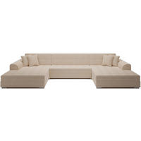 WOHNLANDSCHAFT VENTO U-Form – Großzügiges Ecksofa mit Schlaffunktion & Kissen 359 cm - Beige, Kunststoff (359/165cm) - Wohnideebilder