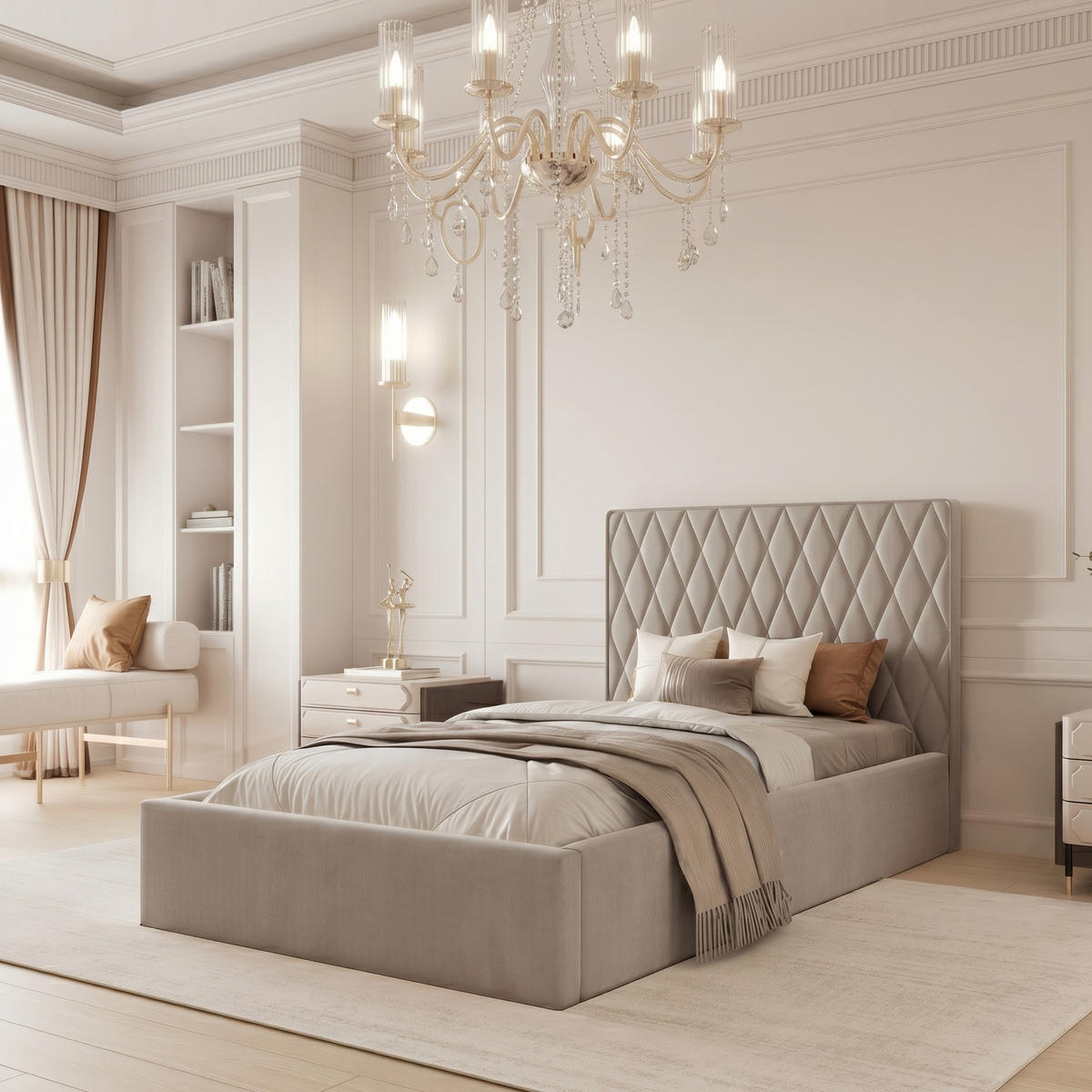 POLSTERBETT PONTI 120x200 cm Warmbeige (Stoff Magic Velvet) - Kompakt, mit Bettkasten und Lattenrost - Beige, Holzwerkstoff/Textil (120/200cm) - Ravio