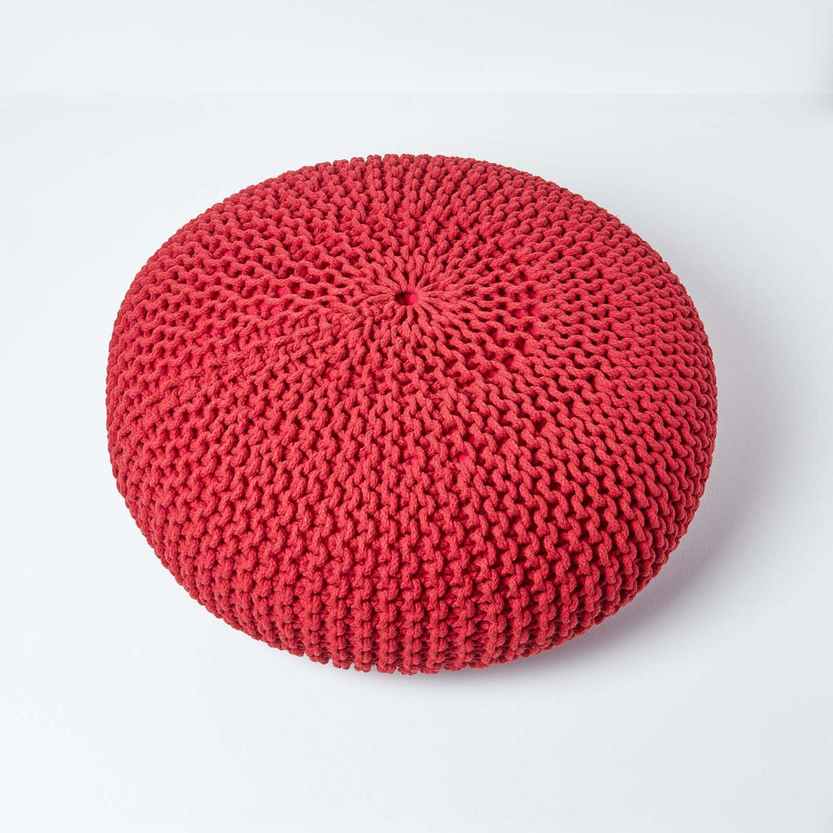 STRICK-POUF rot, Bodenkissen rund 70/70/23 cm - Rot, Textil (70/23/70cm) - Homescapes