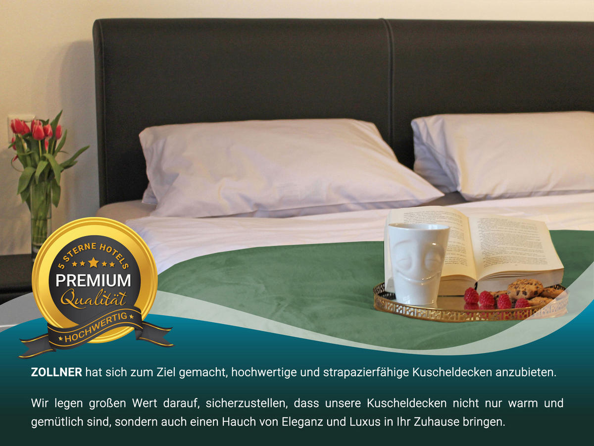 KUSCHELDECKE, 150x200 cm, 60% Baumwolle, 40% Polyacryl, Grün - Dunkelgrün, Naturmaterialien (150/200cm) - Zollner