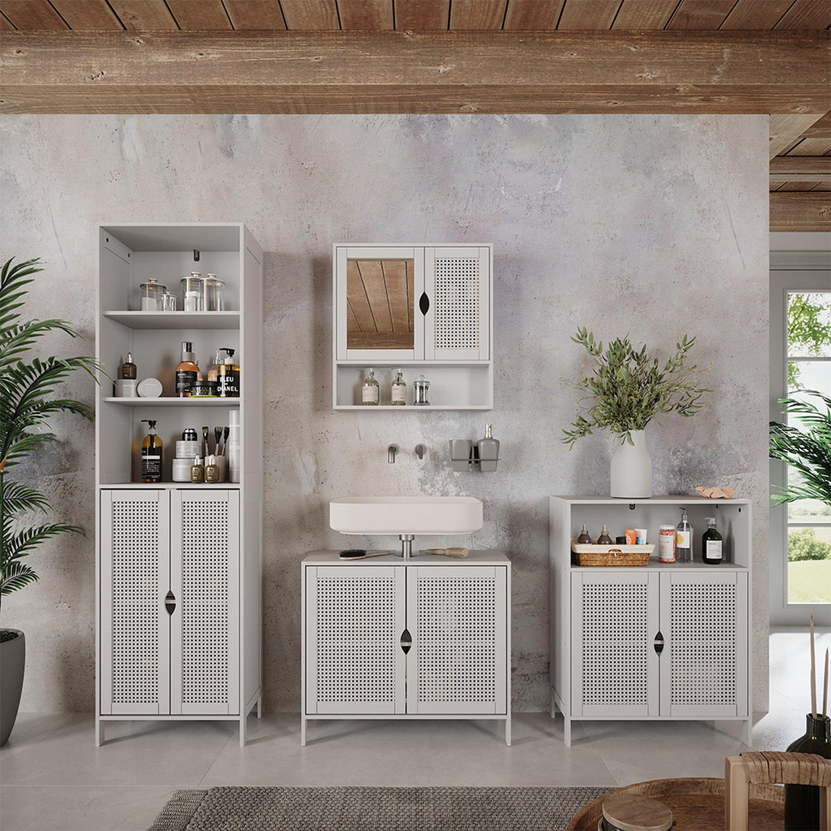 SPIEGELSCHRANK Liora Weiß 56 x 58 cm mit 2 Türen - Weiß, Holzwerkstoff (56/58/13cm) - Vicco