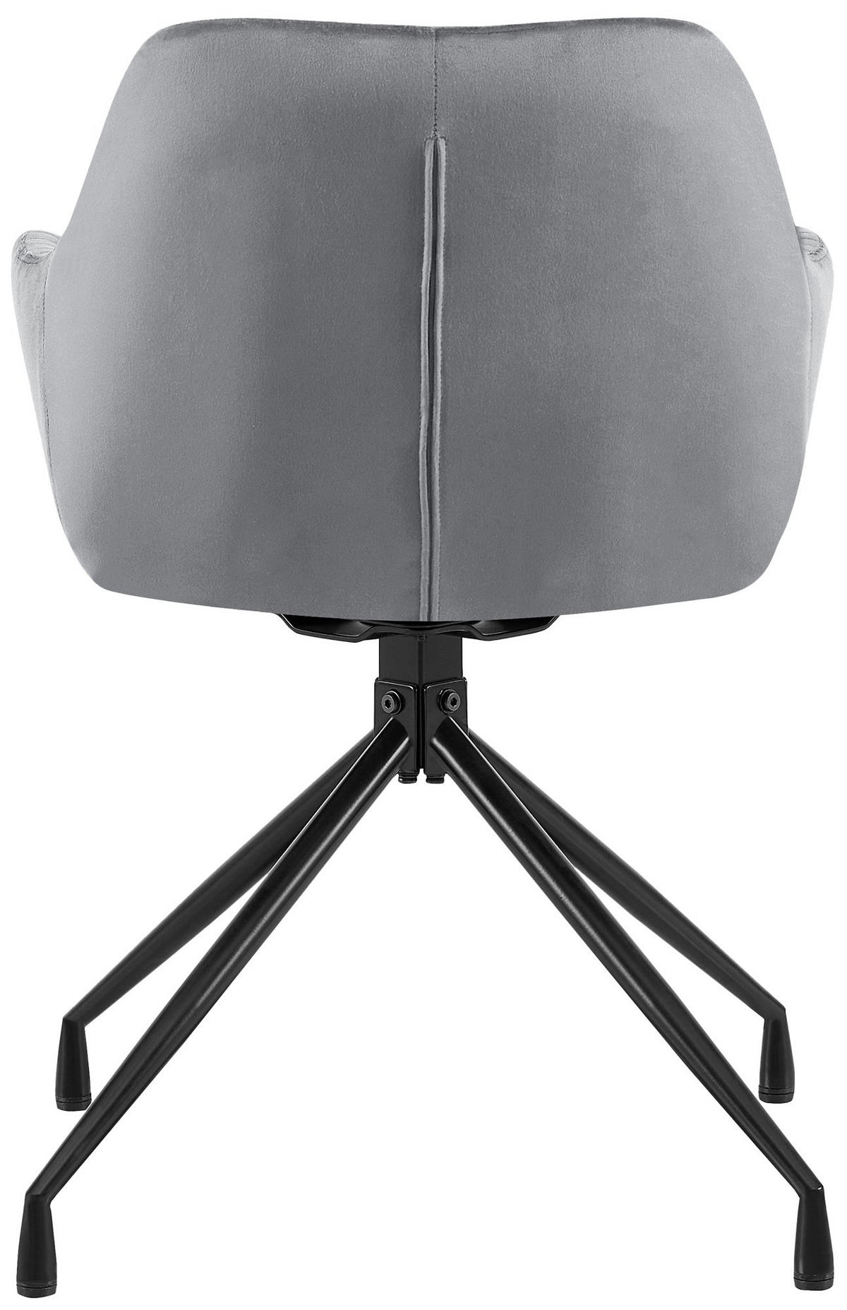ARMLEHNENSTUHL 2er Set Samt Dunkelgrau - Dunkelgrau/Schwarz, Textil/Metall (58/81/58cm) - CLP