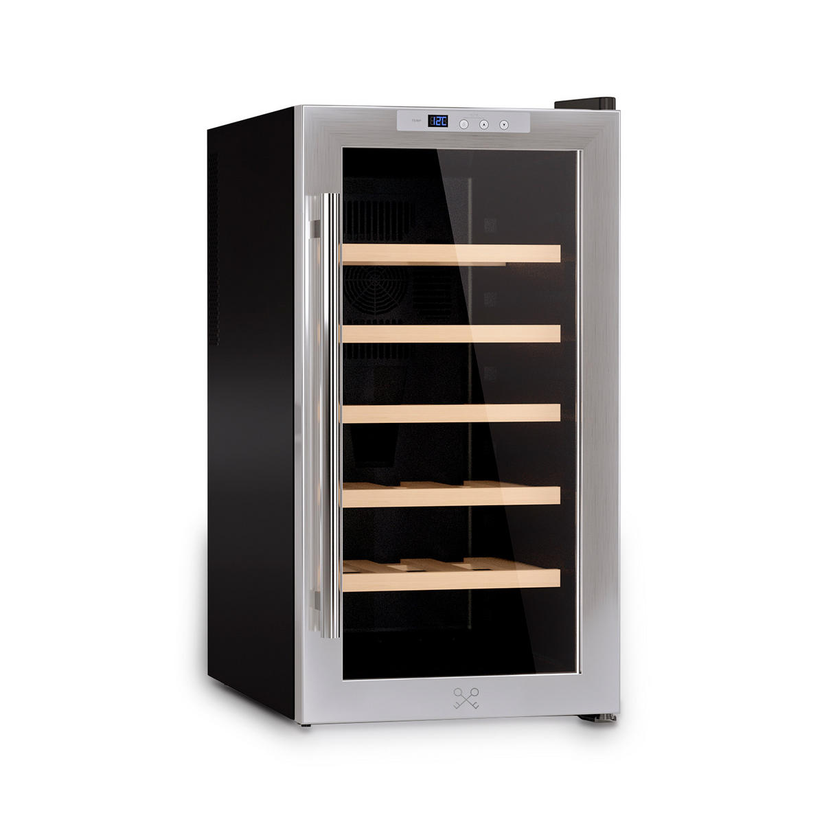 WEINKÜHLSCHRANK CAVC18 Schwarz und Silber, von 18 Flaschen, 50L, 5 Regale, Thermoelektrische Kühlung, Elegantes Design, LED, Anti-UV - Schwarz, Metall (34.8/67/48.5cm) - Les Petits Champs