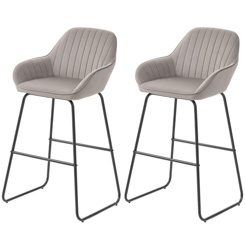 BARHOCKER DE-36038 2er Set mit Stoffbezug Grau - Grau, Metall (50.5/96/53cm) - ComfortXL