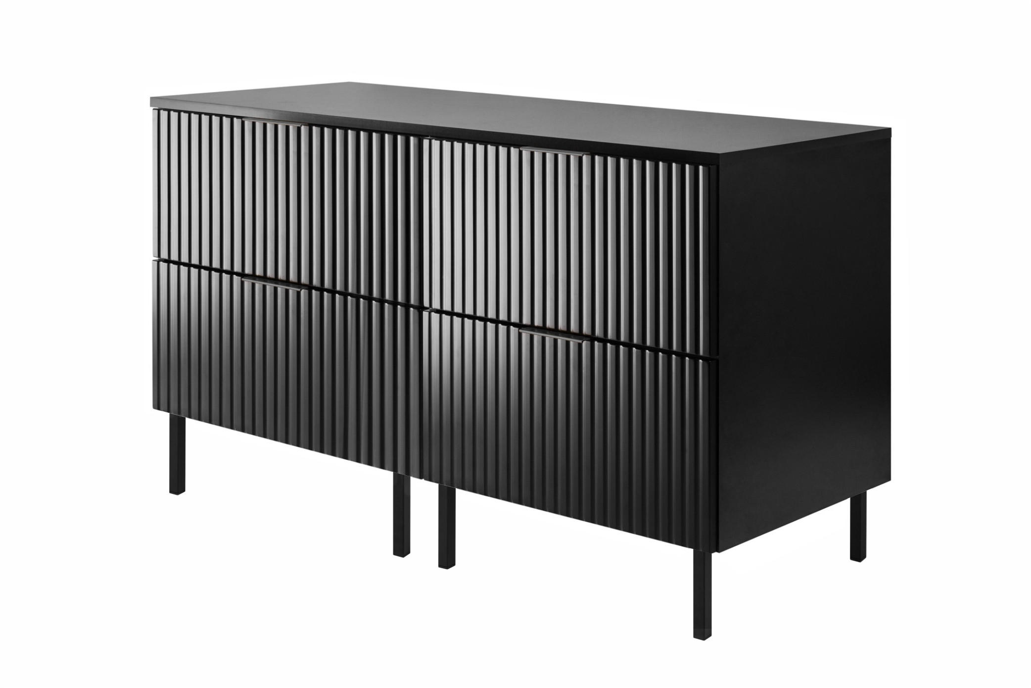 WASCHBECKUNTERSCHRANK, Schwarz, 120 (2 x 60) x 77 x 46 cm, schwarzer Griff, schwarze Beine + Arbeitsplatte - Eichefarben/Goldfarben, Holzwerkstoff (120/77/46cm) - 3XE LIVING