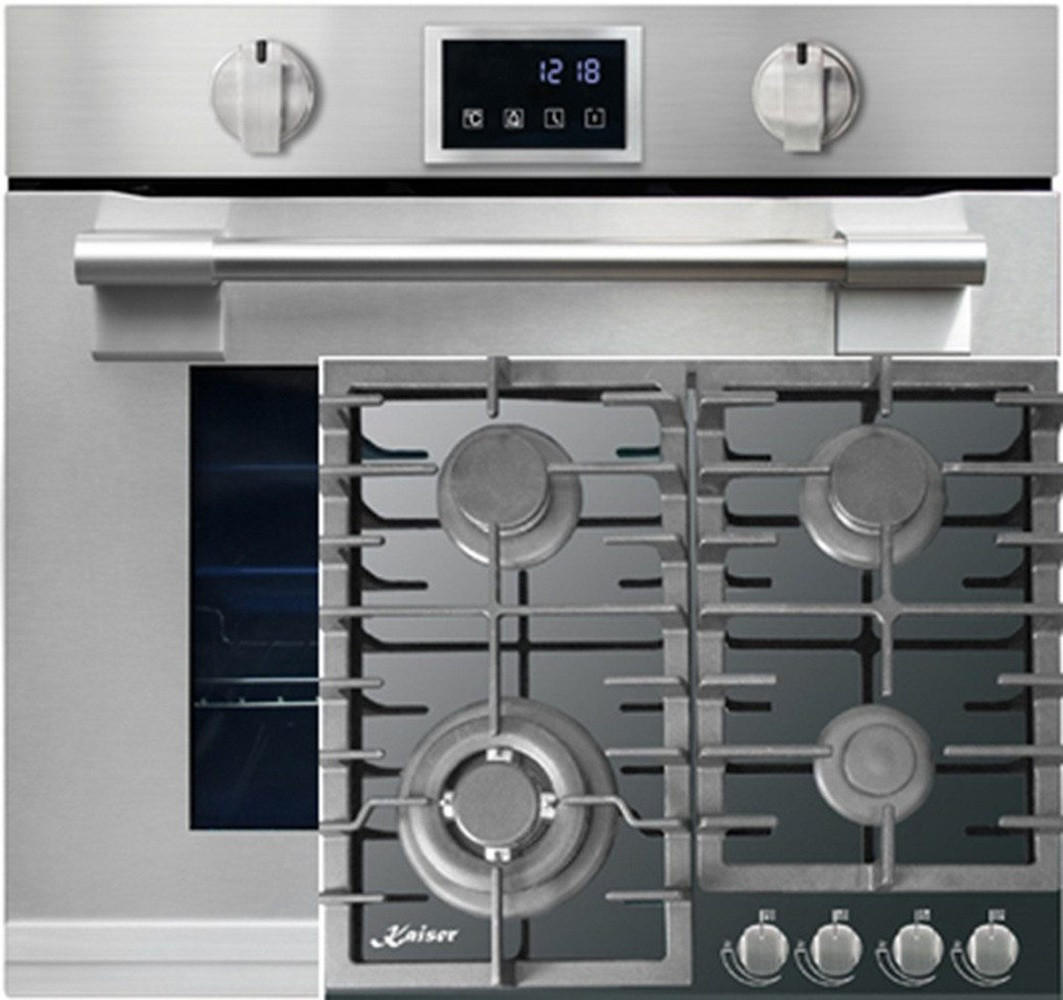BACKOFEN-SET Einbau-Backofen 60 cm EH 6339+KCG 6383 Gaskochfeld 60 cm - Silberfarben, Metall (59.4/59.4/57.5cm) - Kaiser Küchengeräte