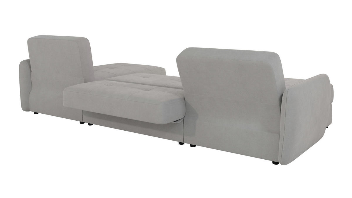 WOHNLANDSCHAFT Lupo Silber Mikrofaser - Silberfarben/Schwarz, Holz/Kunststoff (311/86/147cm) - S-Style Möbel
