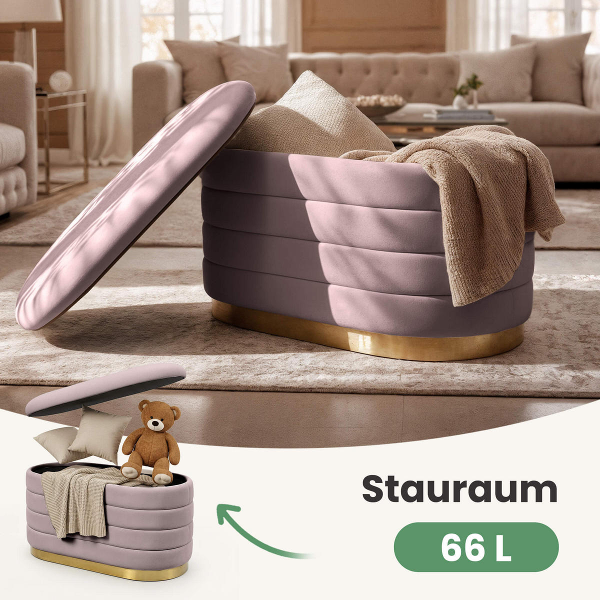 SITZBANK Altrosa - Pink, Textil/Metall (80/42/42cm) - Akord