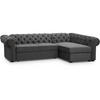 ECKSCHLAFSOFA Chester im Chesterfield-Stil, Grau, rechts - Schwarz/Grau, Textil (278/173cm) - Beautysofa