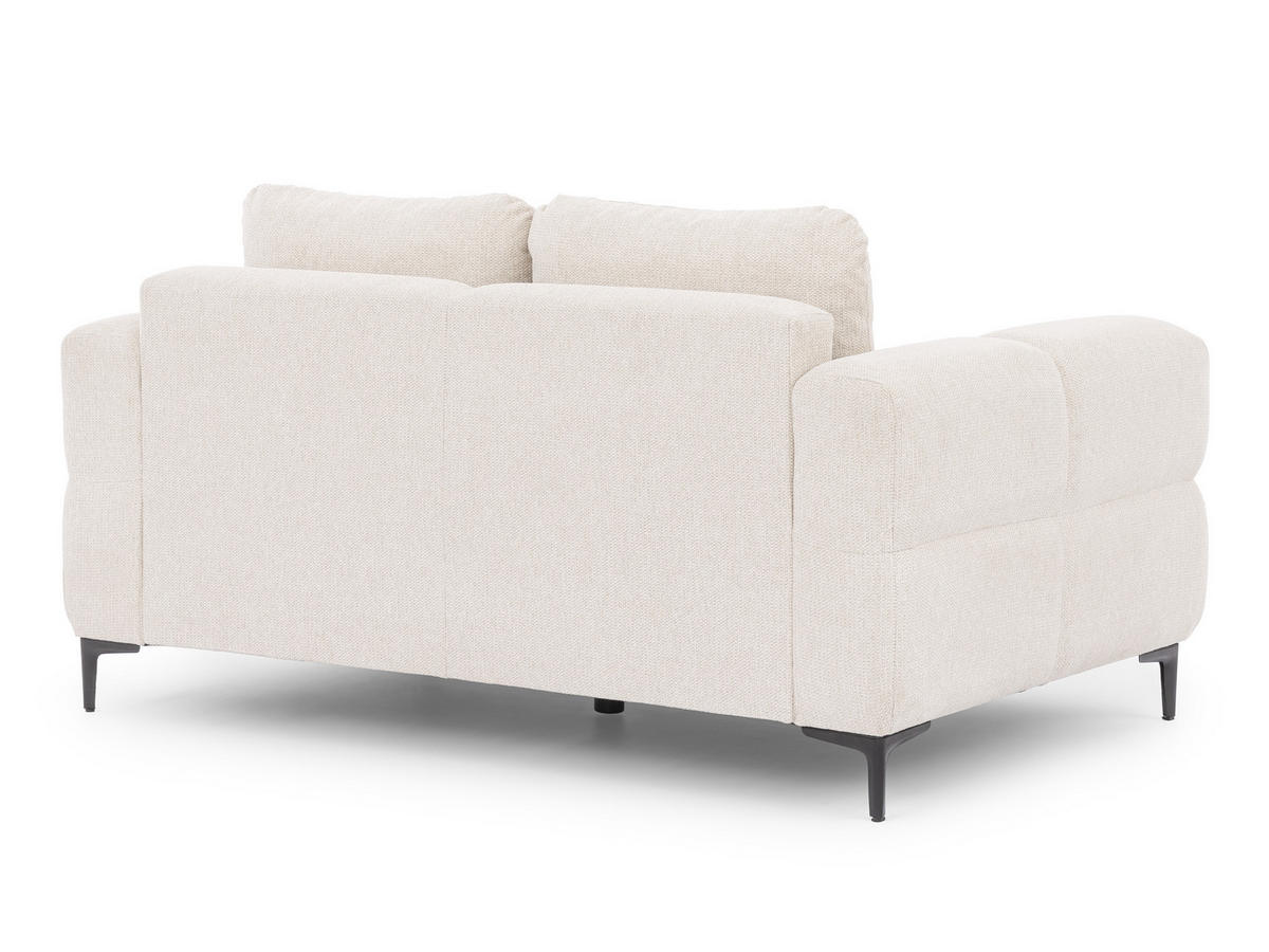 SITZGARNITUR 2+1 Cardea in Bubble-Optik aus weichem Creme Strukturstoff mit hohem Sitzkomfort - Creme/Schwarz, Holz/Textil (154/80/97cm) - S-Style Möbel