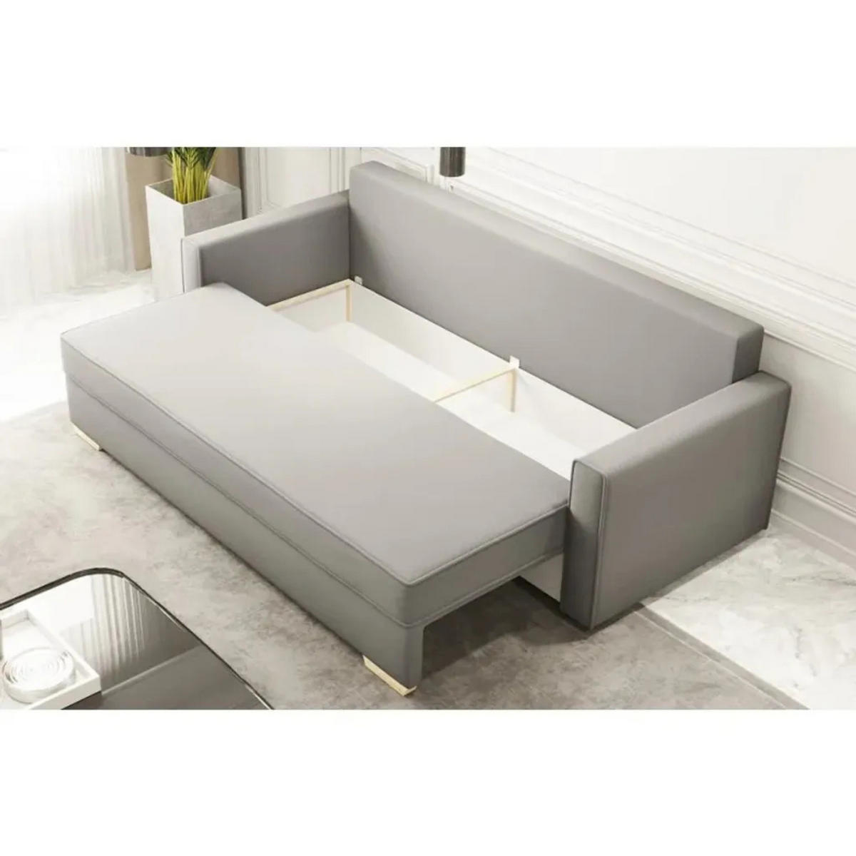 SCHLAFSOFA BELLA Sofa mit Schlaffunktion und Bettkasten, Frabe: Grau, Veloursstoff - Grau, Textil (217/92/52cm) - Sepro Meble