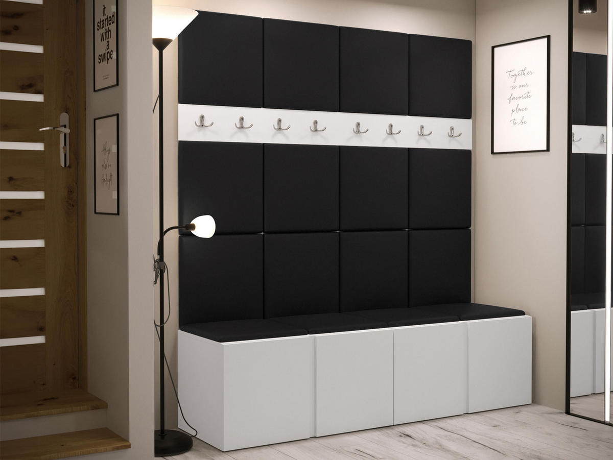 GARDEROBEN-SET Orion V - Schwarz/Weiß, Holzwerkstoff/Kunststoff (168/186/46cm) - MIRJAN24