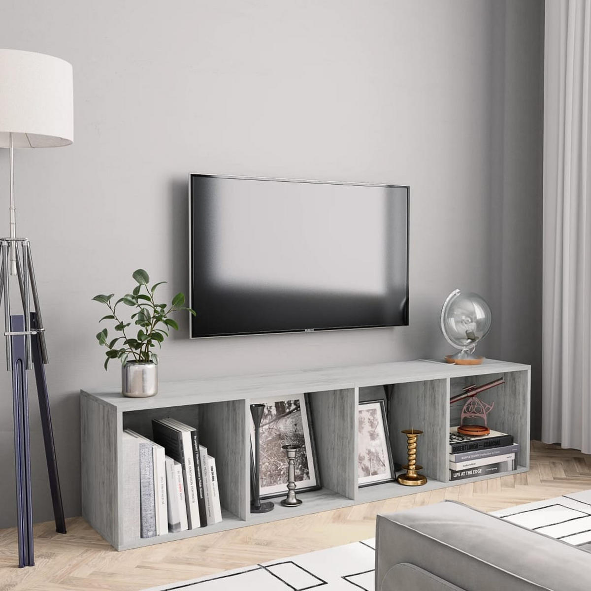 BÜCHERREGAL/TV-SCHRANK Betongrau 143/30/36 Cm - Grau, Holzwerkstoff (30/36/143cm) - vidaXL