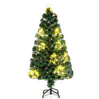 WEIHNACHTSBAUM Glasfaser Tannenform mit LEDs 120 cm grün - Grün, Metall (120cm) - COSTWAY