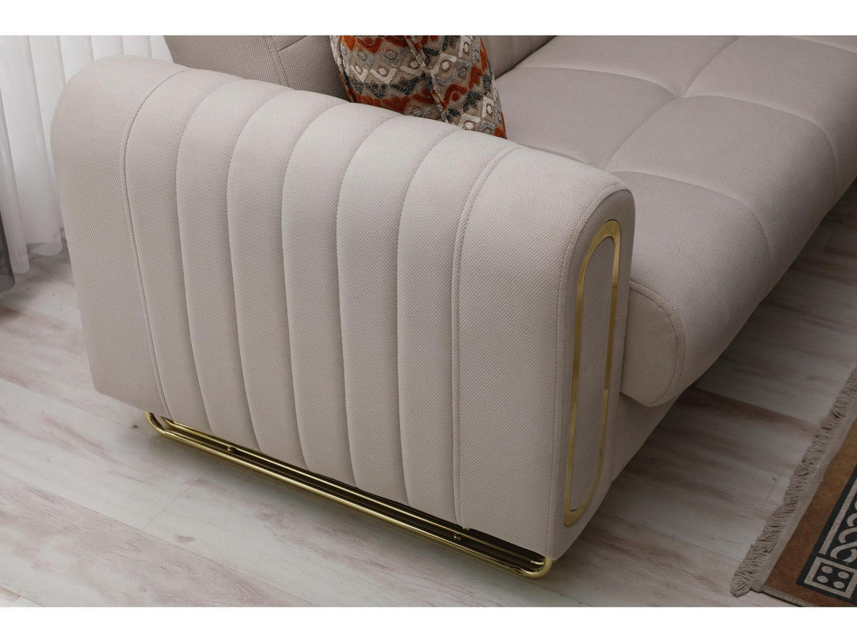 SITZGARNITUR Lima, Beige Stellvariante 3+3+1 - Beige, Holzwerkstoff/Metall (243/85/95cm)
