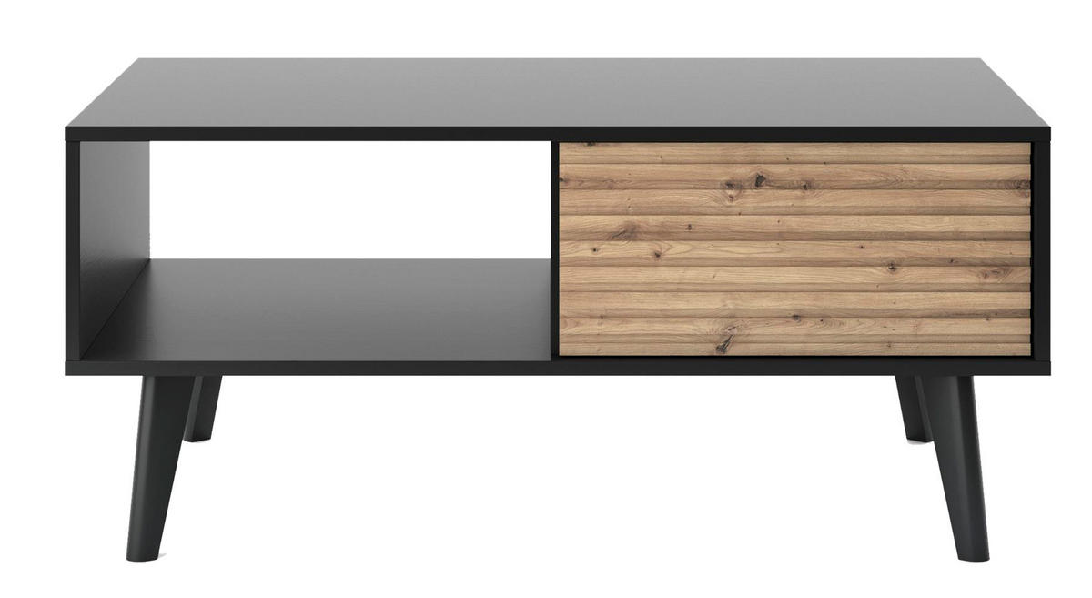 COUCHTISCH Willow Schwarz - Schwarz/Eiche Artisan, Holzwerkstoff (68/104/46cm) - Bettso