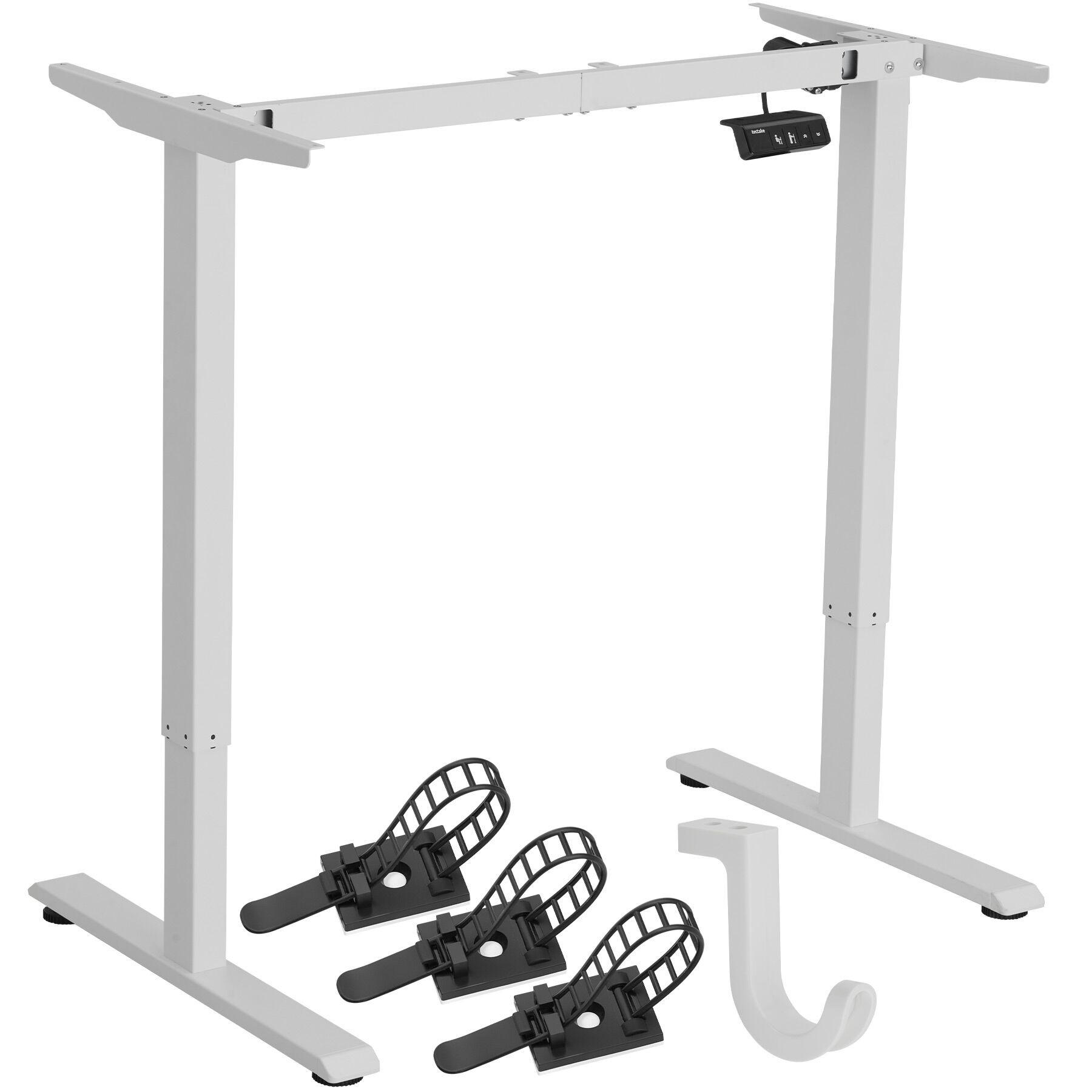 HÖHENVERSTELLBARER SCHREIBTISCH Thor, für Tischplatten 100 x 50 bis 160 x 70 cm, weiß - Weiß, Metall (60/131/116cm) - tectake