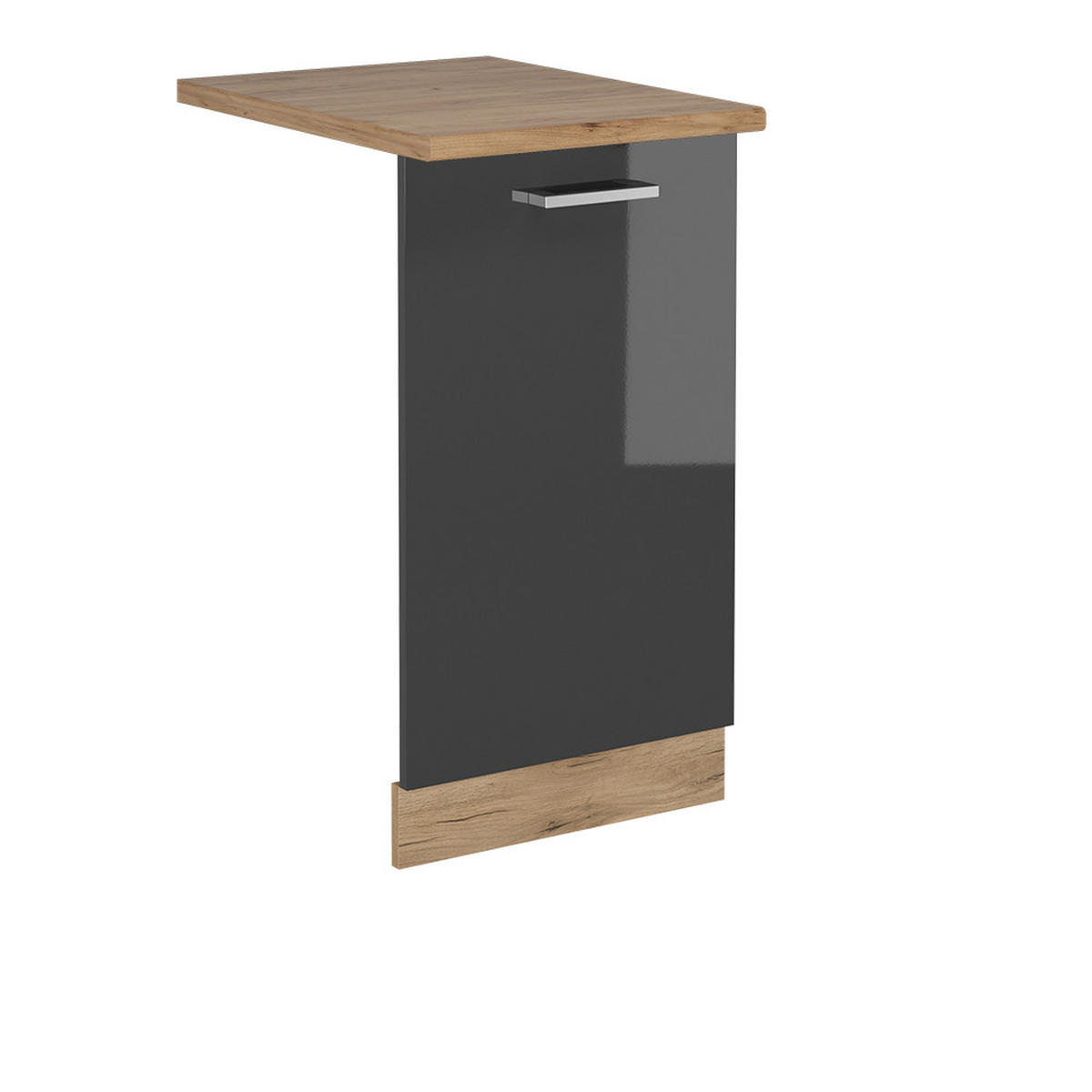 GESCHIRRSPÜLBLENDE R-Line Anthrazit Hochglanz 45 cm , AP Eiche - Honigeiche/Schwarz Hochglanz, Holzwerkstoff (45/81.8/1.6cm) - Vicco