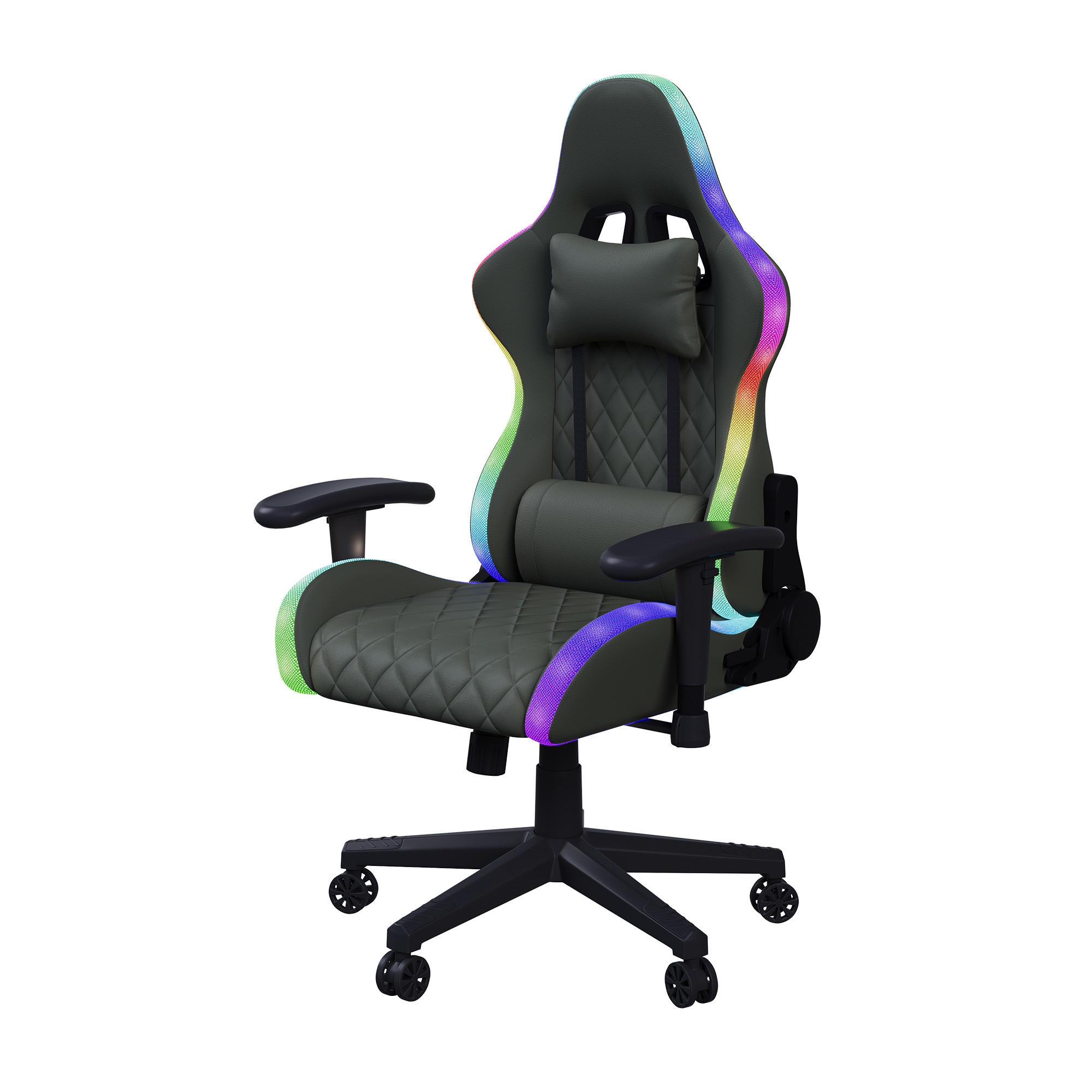 GAMINGSTUHL RGB LED Massage verstellbar ergonomisch schwarz - Schwarz, Holz (68/133/68cm) - LEBENLANG