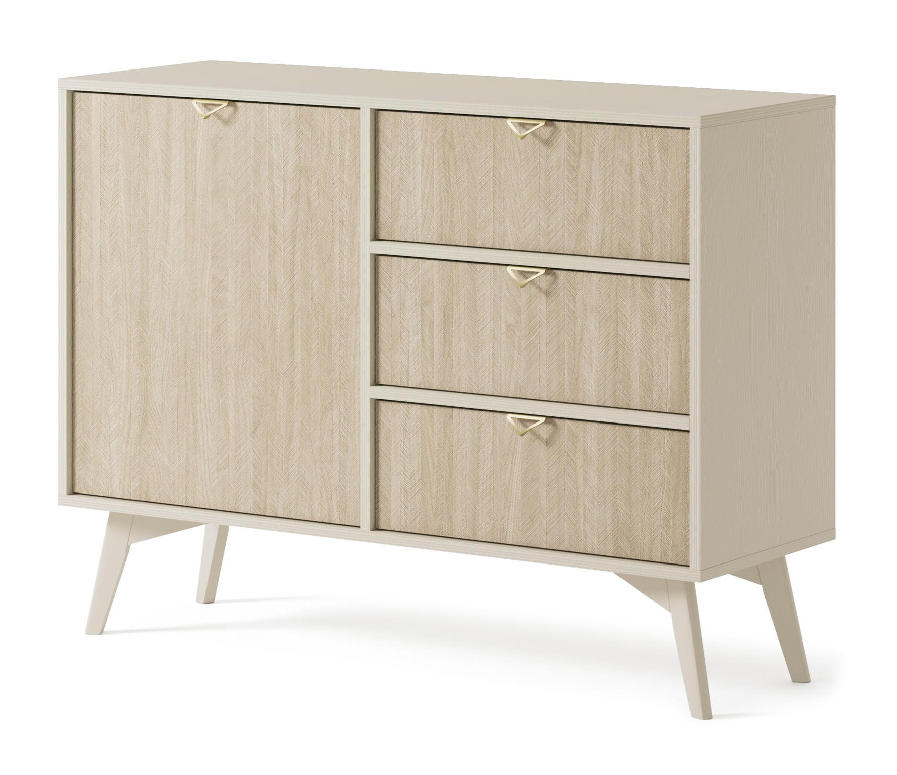 KOMMODE Firr, Beige, Kombikommode mit 3 Schubladen - Beige, Holzwerkstoff (106/80/38cm) - Bettso