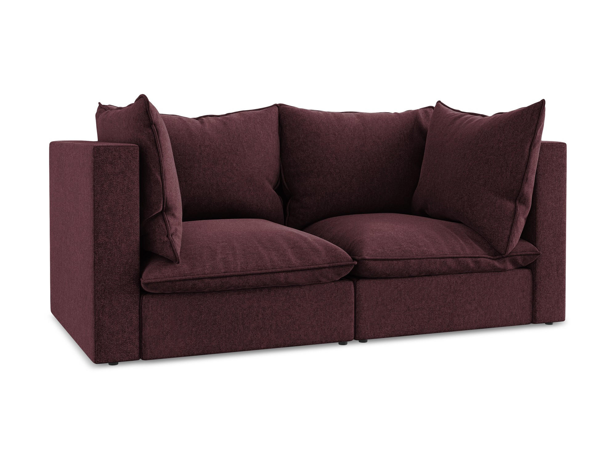 2-SITZER SOFA Samt Stoff Rot - Bordeaux/Schwarz, Holzwerkstoff/Kunststoff (180/77/90cm) - Makamii