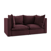 2-SITZER SOFA Samt Stoff Rot - Bordeaux/Schwarz, Holzwerkstoff/Kunststoff (180/77/90cm) - Makamii