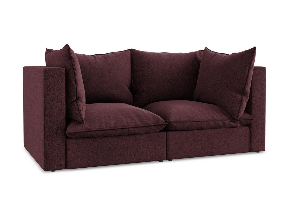 2-SITZER SOFA Samt Stoff Rot - Bordeaux/Schwarz, Holzwerkstoff/Kunststoff (180/77/90cm) - Makamii