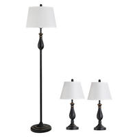 LAMPENSET, 3-tlg., Schwarz+Weiß, Metall, PS - Multicolor, Metall (38/158/30cm) - HOMCOM